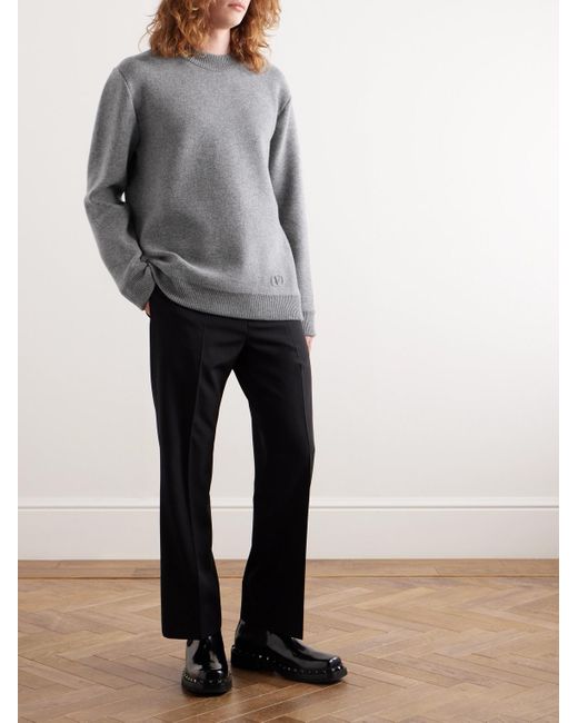 Pullover in maglia stretch con logo applicato VLogo di Valentino Garavani in Gray da Uomo