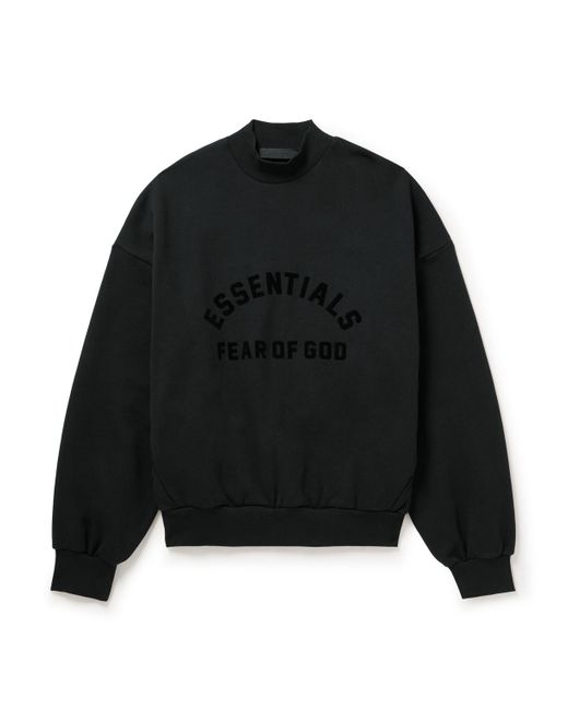 Fear Of God Black Logo-appliquéd Cotton-blend Jersey Mock-neck Sweatshirt for men