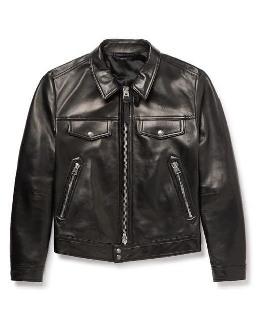 Tom Ford Nappa Leather Blouson Jacket in Black for Men | Lyst