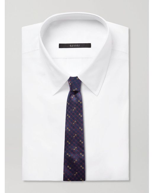 Cravatta in seta jacquard con logo ricamato di Gucci in Blue da Uomo