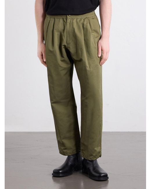 Neighborhood Green Wide-Leg Cotton And Linen-Blend Twill Trousers for men
