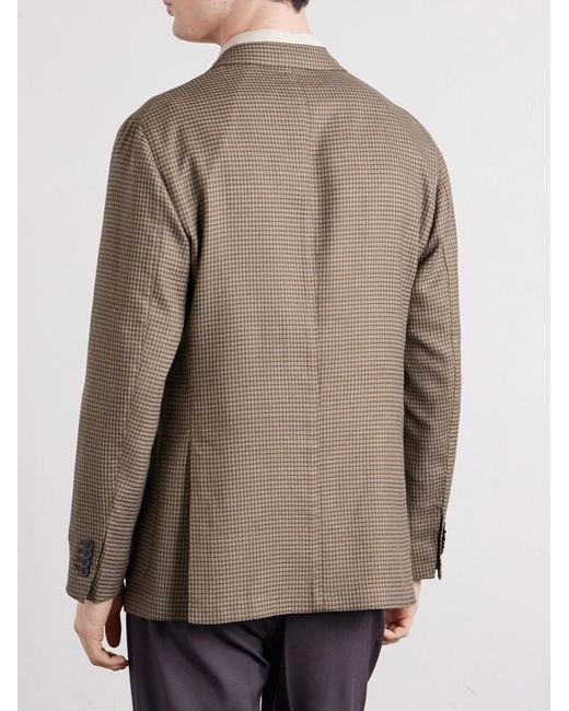Boglioli Brown Houndstooth Virgin Wool-Blend Blazer for men