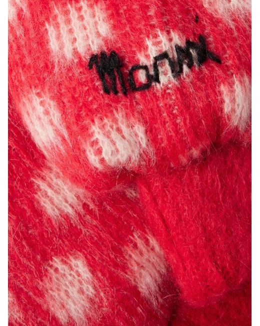 Marni Red Dingyun Zhang Polka-Dot Brushed-Knit Down Rollneck Sweater for men