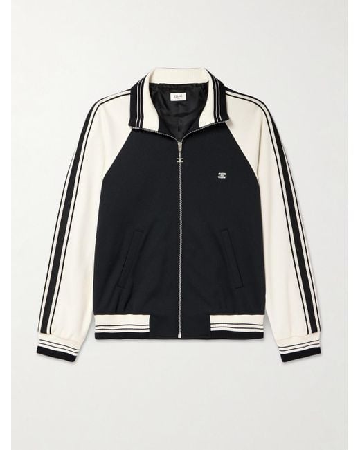 Céline Trainingsjacke aus technischem Jersey mit Logostickerei und Streifen in Black für Herren