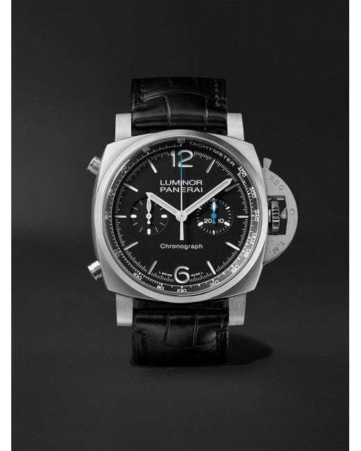 Panerai Black Luminor Chrono Automatic Chronograph 44Mm Stainless Steel And Alligator Watch, Ref. No. Pam01109 for men