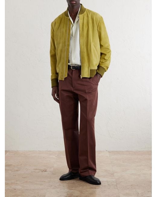 Paul Smith Brown Straight-Leg Cotton And Linen-Blend Twill Trousers for men