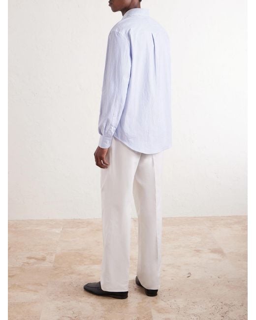 Striped Cotton-Poplin Shirt di Dunhill in White da Uomo