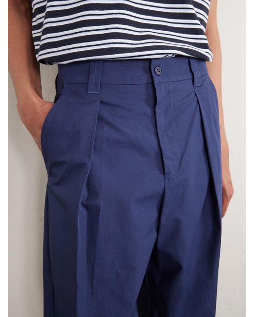 A.P.C. Blue Renato Straight-Leg Pleated Cotton-Twill Trousers for men
