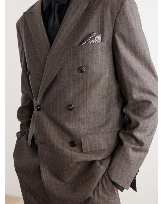 Brioni Brown Plume Herringbone Wool Suit Jacket for men