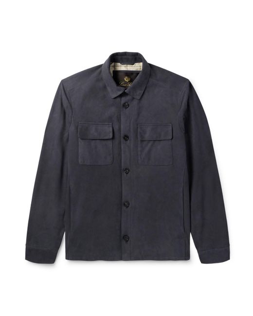 Loro Piana Blue Suede Overshirt for men