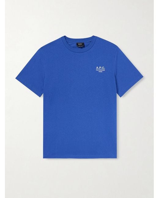 A.P.C. Blue Logo-embroidered Cotton-jersey T-shirt for men