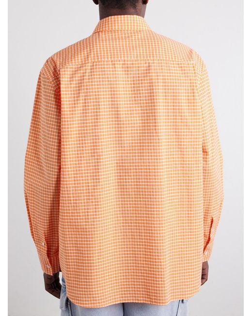 Loewe Orange Paula's Ibiza Anagram-Embroidered Checked Cotton-Poplin Shirt for men