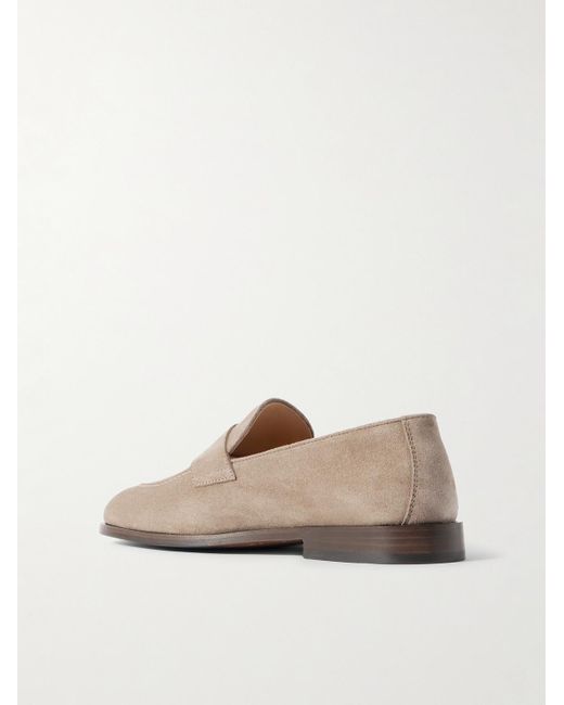 Brunello Cucinelli Natural Flex Suede Penny Loafers for men