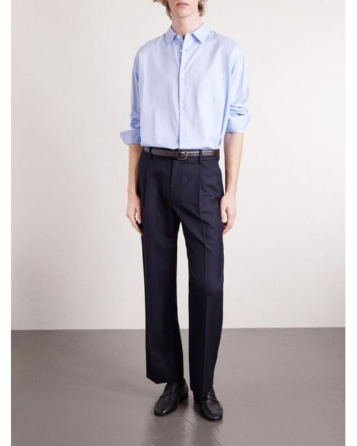 Ssstein Blue Cotton And Silk-Blend Shirt for men