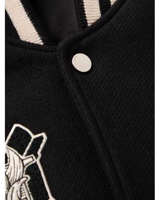 Amiri MA Angel Collegejacke aus Twill aus Melton aus einer Wollmischung und Leder mit Verzierungen in Black für Herren