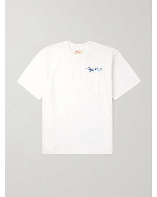 CHERRY LA White Distressed Logo-embroidered Cotton-jersey T-shirt for men