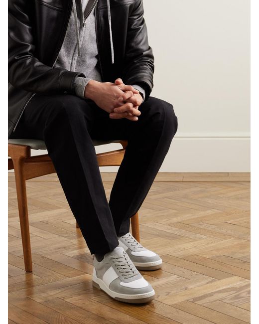 Mr P. Atticus Sneakers aus Veloursleder und vollnarbigem Leder in White für Herren