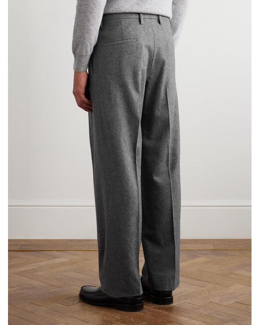 Boglioli Gray Straight-Leg Pleated Virgin Wool-Twill Suit Trousers for men