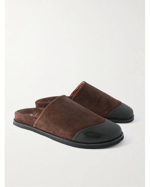 Mr P. Brown Rubber-Trimmed Suede Slides for men