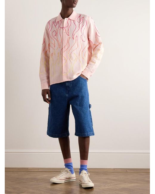 Camicia in misto lino con paillettes di Sky High Farm in Pink da Uomo