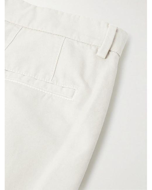 Brunello Cucinelli White Straight-leg Pleated Cotton Trousers for men