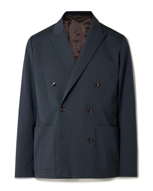 NN07 Blue Jordin 10002 Double-Breasted Wool-Blend Twill Blazer for men