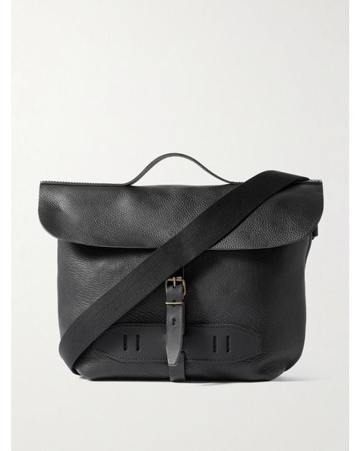 Bleu De Chauffe Black Lucien Full-Grain Leather Messenger Bag for men