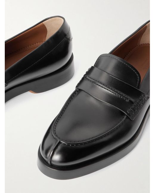 Zegna Black Udine Leather Penny Loafers for men