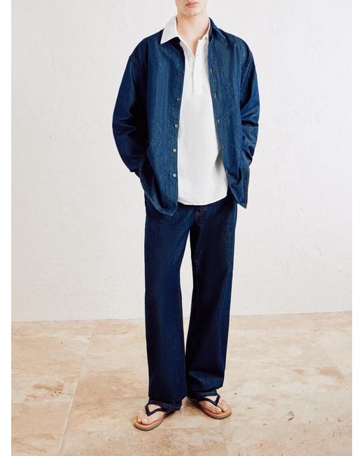 Mr P. White Linen Henley Shirt for men