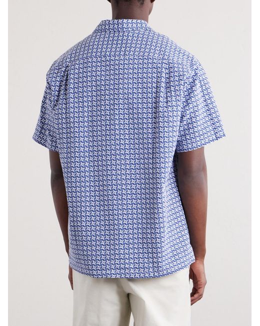 Portuguese Flannel Blue Soul Convertible-Collar Printed Cotton Shirt for men