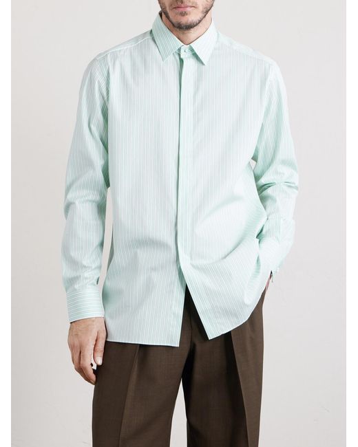 Tom Ford Blue Striped Cotton-poplin Shirt for men