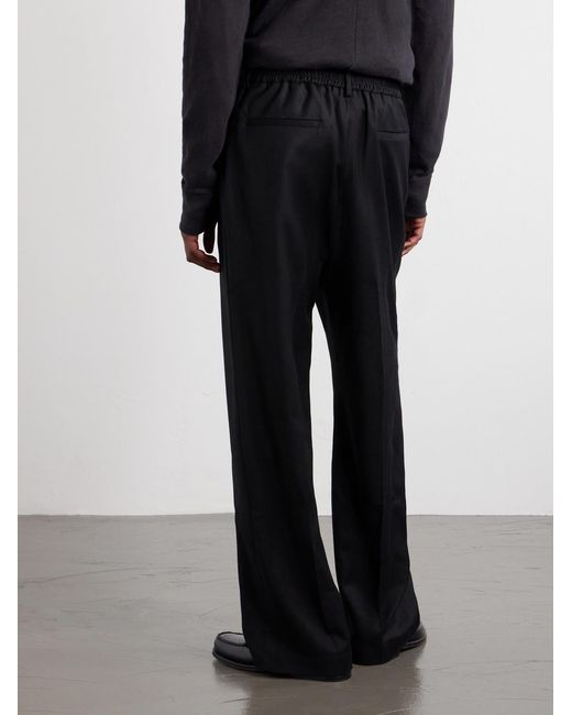 Barena Black Mado Wide-Leg Wool-Blend Drawstring Trousers for men