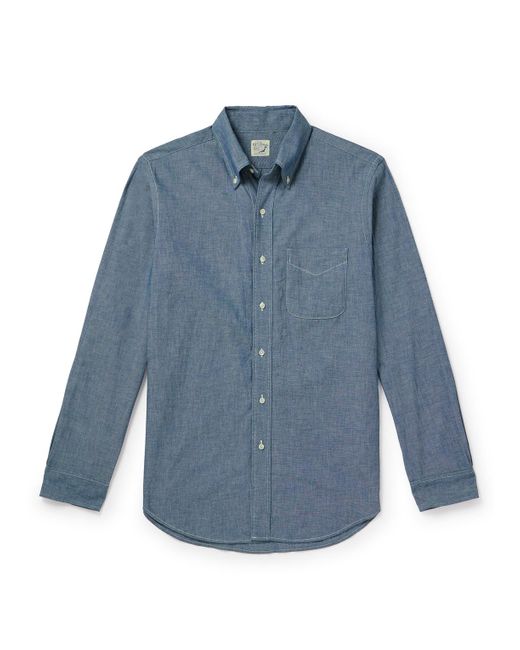 Orslow Blue Button-down Collar Cotton-chambray Shirt for men