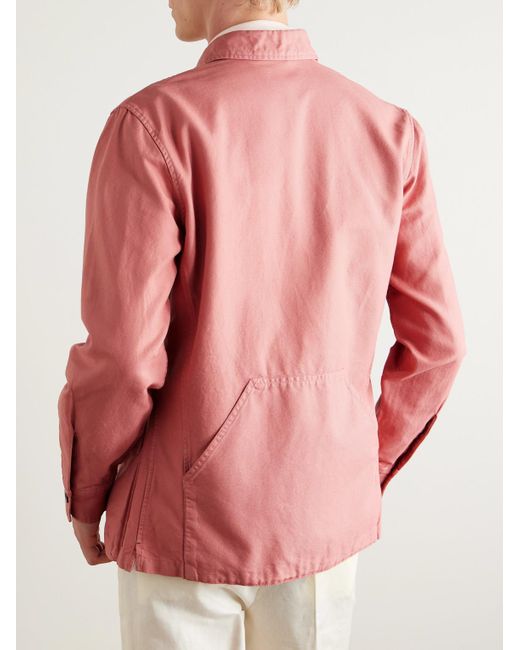 Sid Mashburn Hemdjacke aus Baumwoll-Canvas in Pigmentfärbung in Pink für Herren