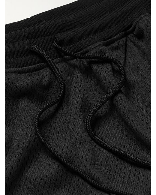 John Elliott Black Straight-leg Striped Mesh Drawstring Shorts for men