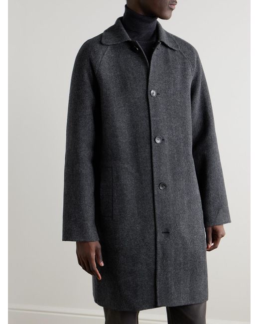 MR P. Herringbone Wool And Cashmere blend Flannel Coat in Blue for Men Lyst UK
