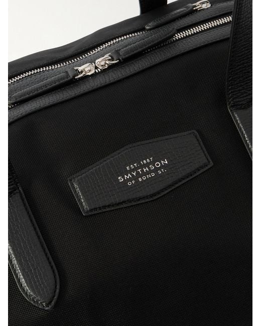 Smythson Black Norton Leather-trimmed Canvas Weekend Bag for men