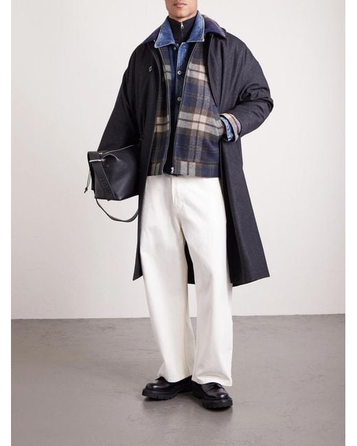 (w)taps Blue Wrecker Padded Checked Melton Wool-Blend Jacket for men
