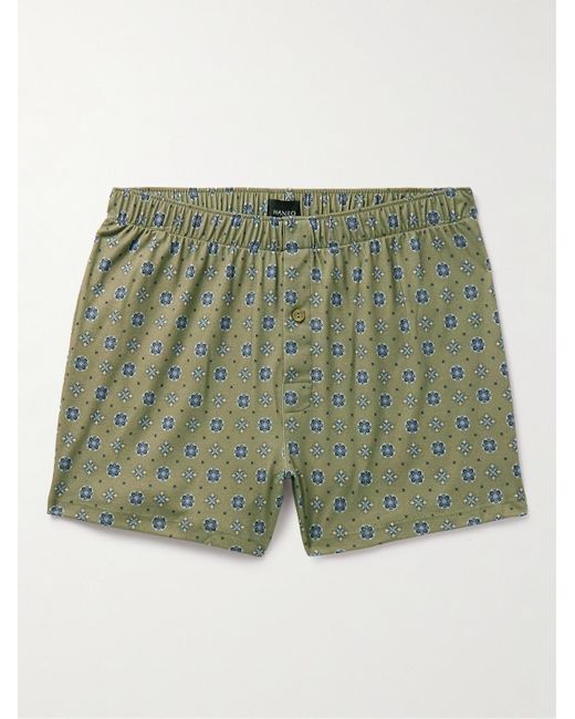 Hanro Green Printed Cotton-interlock Boxer Shorts for men