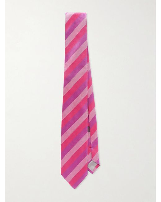 8.5Cm Striped Jacquard Silk Tie di Charvet in Pink da Uomo