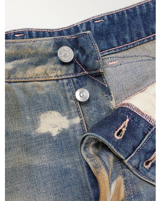Acne Blue Porgata Wide-Leg Appliquéd Distressed Panelled Jeans for men