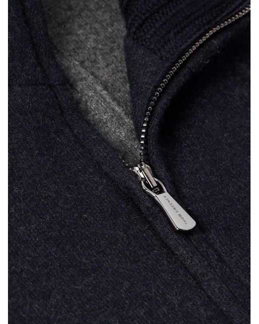 Thom Sweeney Blue Cashmere-Blend Felt Bomber Jacket for men