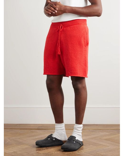 CHERRY LA Red Straight-leg Cotton Drawstring Shorts for men