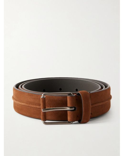 Zegna Brown 3cm Nubuck Belt for men