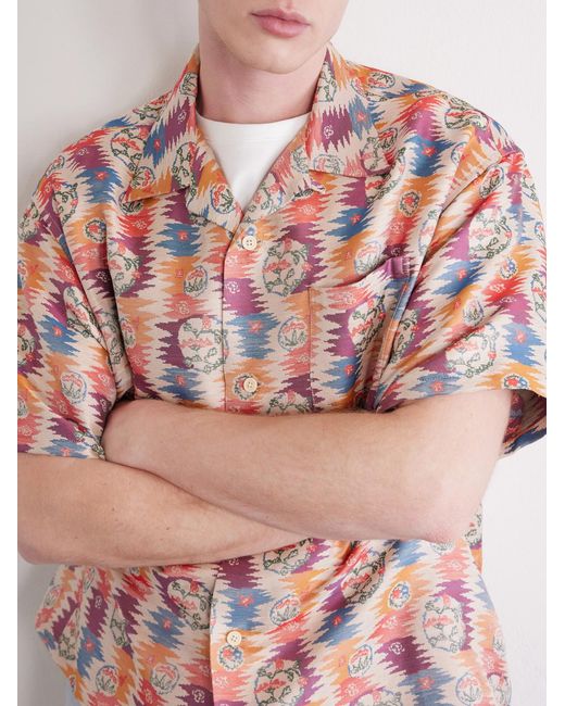 Visvim Pink Crosby Camp-collar Silk And Cotton-blend Jacquard Shirt for men