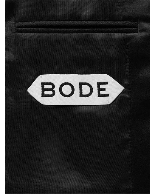 Bode Black Silk-Satin Trimmed Wool Barathea Tuxedo Jacket for men