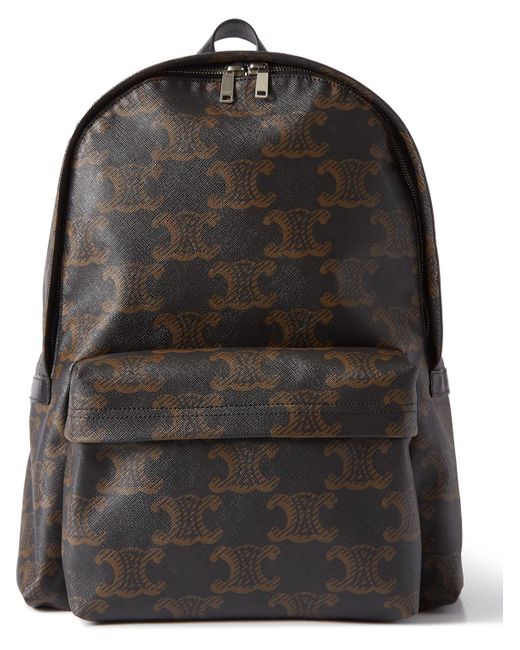 CELINE HOMME Triomphe Leather-trimmed Logo-print Coated-canvas Backpack in  Black for Men | Lyst
