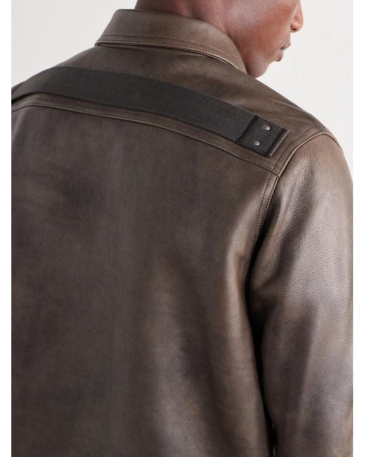 Rick Owens Brown Brad Leather Jacket for men