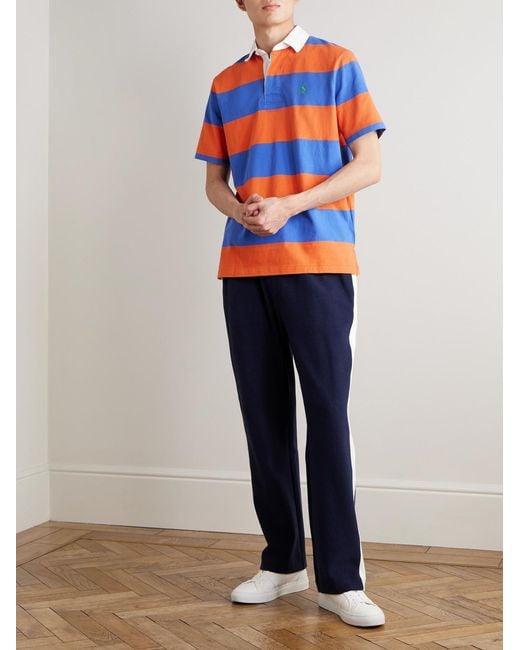Polo Ralph Lauren Orange Striped Cotton-Jersey Polo Shirt for men