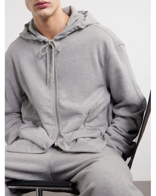 Dries Van Noten Gray Cotton-Jersey Zip-Up Hoodie for men